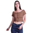thumbnail image 2 of Moomaya Printed Boat Neck Womens Sexy Summer Tops Zip Front Viscose Crop Top, 2 of 4