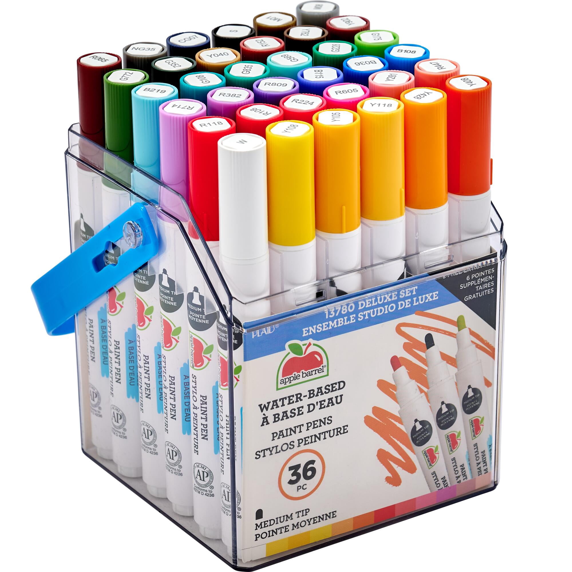 Apple Barrel Multi-Surface Medium Tip Paint Pens Value Set, 36 Piece