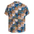 thumbnail image 2 of Leutsin Men Short-Sleeved Printed Color Buttons Cardigan Casual Shirt Tops, 2 of 3
