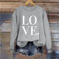 thumbnail image 2 of Penkiiy T-Shirts de la Saint-Valentin pour Femmes, Chandail en Molleton Graphique Cœur Rouge, Manches Longues, Col Rond, Hauts L Gris, 2 of 4