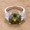 thumbnail image 2 of Precious Stars R07409R-C42-09 Bague 3 Pierres Precious Stars Silvertone Coussin Vert Olive Zircone Cubique, 2 of 3