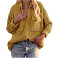 thumbnail image 1 of Hauts à Manches Longues pour Femmes Poches Boutons Hauts à Manches Longues Manteau Couleur Unie Col Rabattu Veste Manteau Long à Manches Longues pour Femmes, 1 of 5