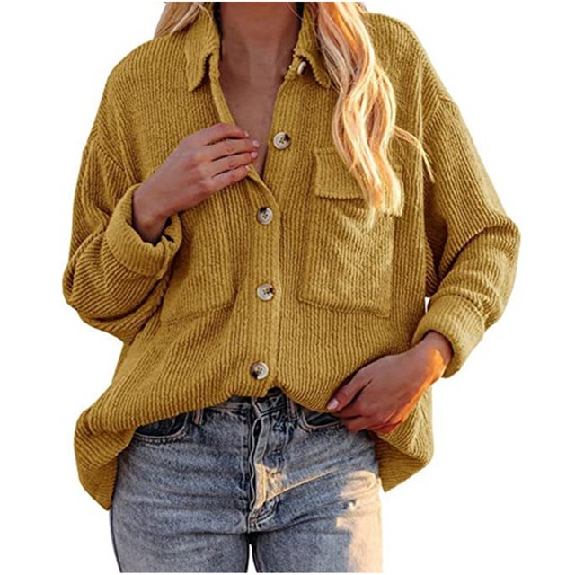 Hauts à Manches Longues pour Femmes Poches Boutons Hauts à Manches Longues Manteau Couleur Unie Col Rabattu Veste Manteau Long à Manches Longues pour Femmes