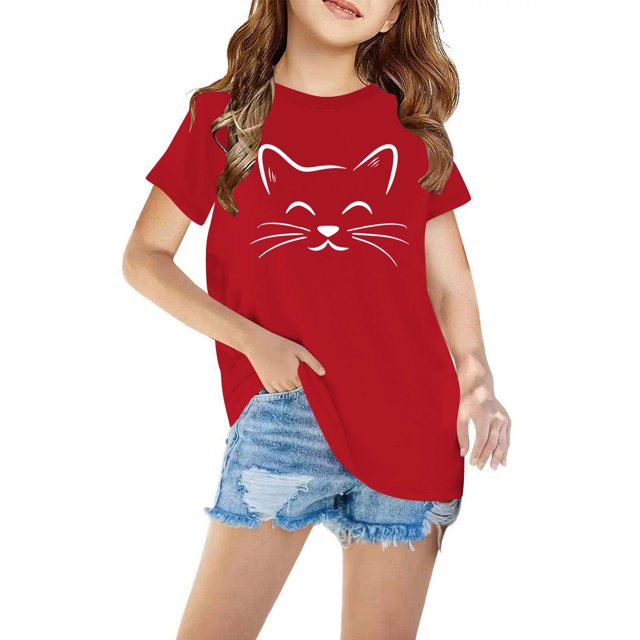 RXIRUCGD T-shirt Imprimé Halloween pour Enfants Garçons Filles Mode Mignon Col Rond Manches Courtes (Rouge, Taille:9 Ans)