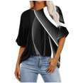 thumbnail image 1 of Pisexur Hauts d'Été pour Femmes Mode Décontractée Manches Courtes Col Rond T-Shirts Confortables Amples Surdimensionnés Imprimé Floral Blouses Hauts Mode T-Shirts Imprimés Graphiques Grande Taille Tops de Sortie S-5TG, 1 of 7