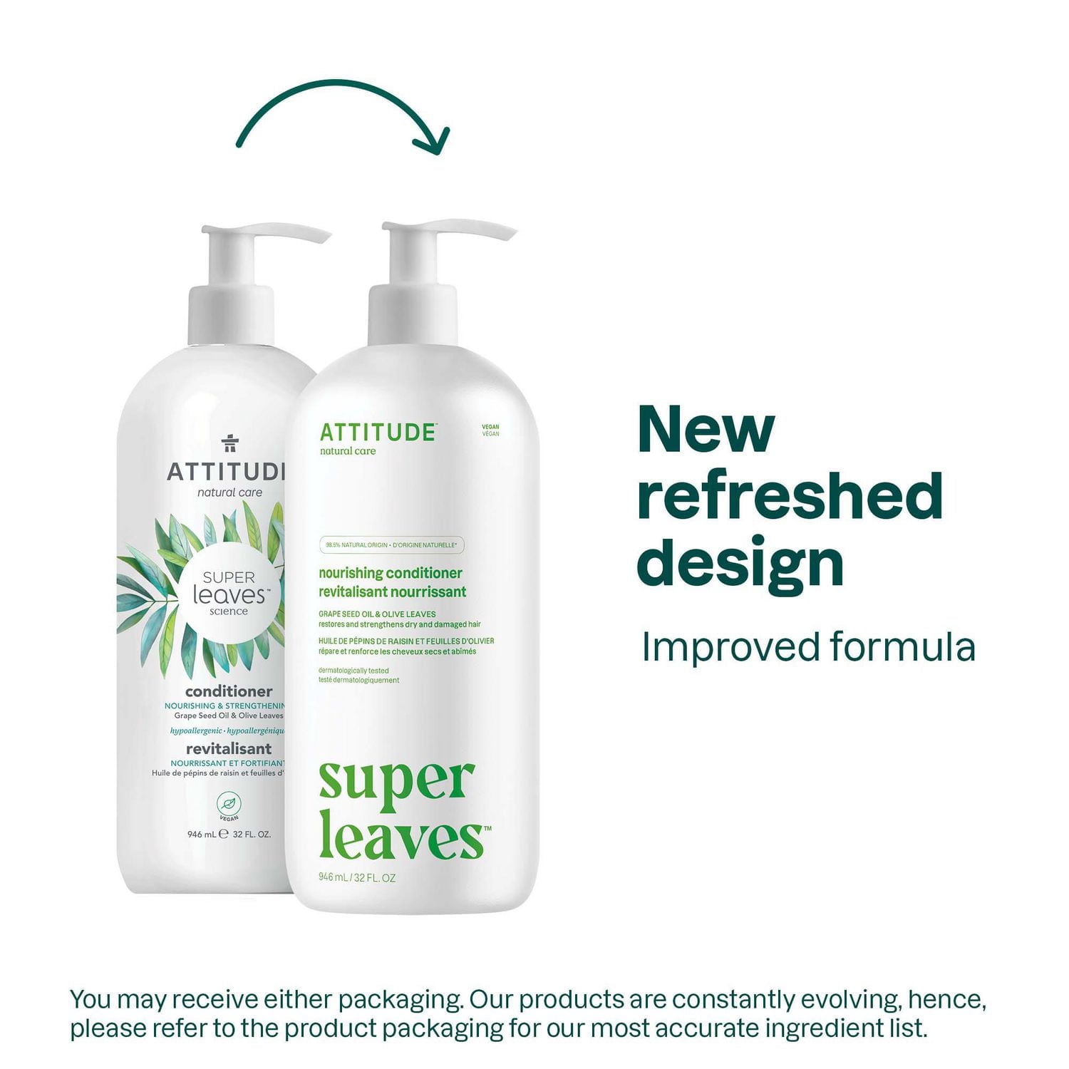 ATTITUDE super leaves, Revitalisant Nourrissant, Huile de Pépins de Raisin & Feuilles d'Olivier