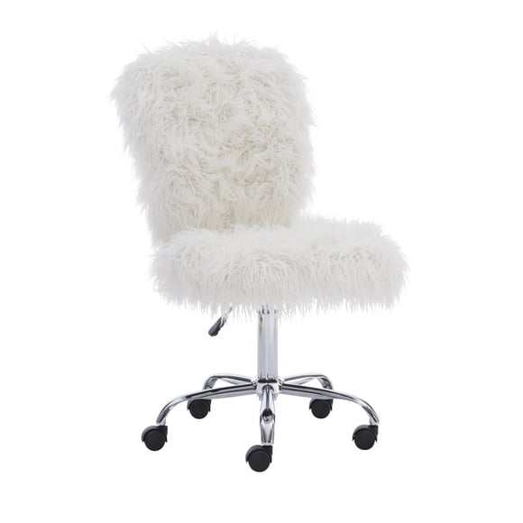 Cassia Faux Flokati Armless Office Chair