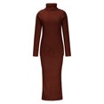 thumbnail image 4 of KIHOUT Womens 2 Piece Outfits Solid Color Long Sleeve Loose High Neck Sweater Tops and Skirt Lounge Set, 4 of 6
