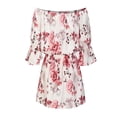 thumbnail image 5 of Ketyyh-chn99 Robes Femmes 2024 Robe d'Été Robe Extensible Robe maxi à Imprimé Floral à Manches Courtes Rouge Melon D\'eau,2TG, 5 of 5