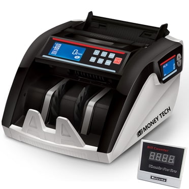 Money Tech Compteur d'Argent pour Billets en Polymère et Papier Multi-Devises. Machine Canadienne de Comptage de Billets en Plastique et USD avec Détection de Contrefaçon et Écrans LCD