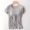 thumbnail image 2 of Penkiiy T-Shirts d'Allaitement pour Femmes, Manches Courtes, Col Rond, T-Shirts, Blouse Multifonction, Chemise Post-Partum Unie, Gris, pour m, 2 of 3