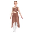 thumbnail image 1 of Moggemol Robe de Danse Ballet Lyrique pour Filles une Épaule Sans Manches Découpe Haute Basse Robe en Maille Fluide Danse Rose Poussiéreux 8, 1 of 7