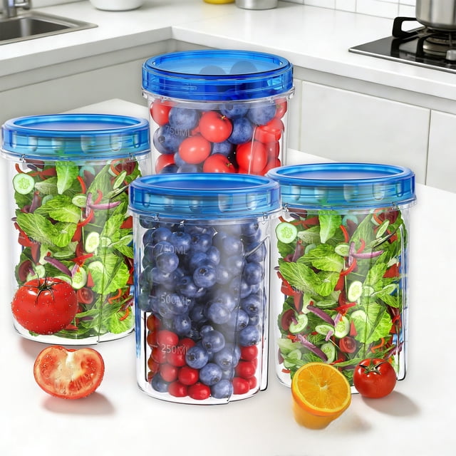 pstuiky 50Oz Food Storage Containers Airtight Leakproof Lids, Bpa-Free Plastic Microwave, Freezer & Dishwasher Safe Stackable Space-Saving Design