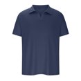 thumbnail image 3 of Dvkptbk Hommes Décontracté Uni Col Rabattu Chandail à Rayures Haute Élasticité Manches Courtes Blouse en Liquidation, 3 of 7