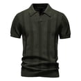 thumbnail image 1 of Chemise en Tricot pour Hommes, Manches Courtes Col Rabattu Ajourée à Rayures, Tissu Acrylique, Tenue Estivale Décontractée, Haut Respirant et Léger, 1 of 8
