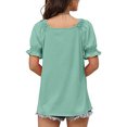 thumbnail image 4 of Womens Short Sleeve Blouses Womens Casual Solid Color Square Neck Short Sleeve Tops Blouses Women Short Sleeve Tops Women Short Sleeve Blouse Short Sleeve Tops for Women, 4 of 8