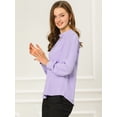 thumbnail image 4 of INSPIRE CHIC Women's Keyhole Stand Collar Pleated Back Button Blouse Tops, 4 of 6