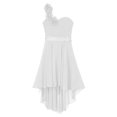 thumbnail image 3 of RUNQHUI Robe à une Épaule pour Enfants Filles en Mousseline Demoiselle d'Honneur Robe Asymétrique Formelle Bal Fête Robes Blanc 10, 3 of 6