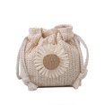 thumbnail image 1 of CHOK 1Pcs Fashion Women Knitting Sunflower Straw Shoulder Bag Drawstring Bucket Pouch, 1 of 10