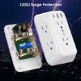 thumbnail image 3 of Wall 6-Outlet Extender Surge Protector with 3 Fast Charger Ports, ETL Listed, 3 of 5