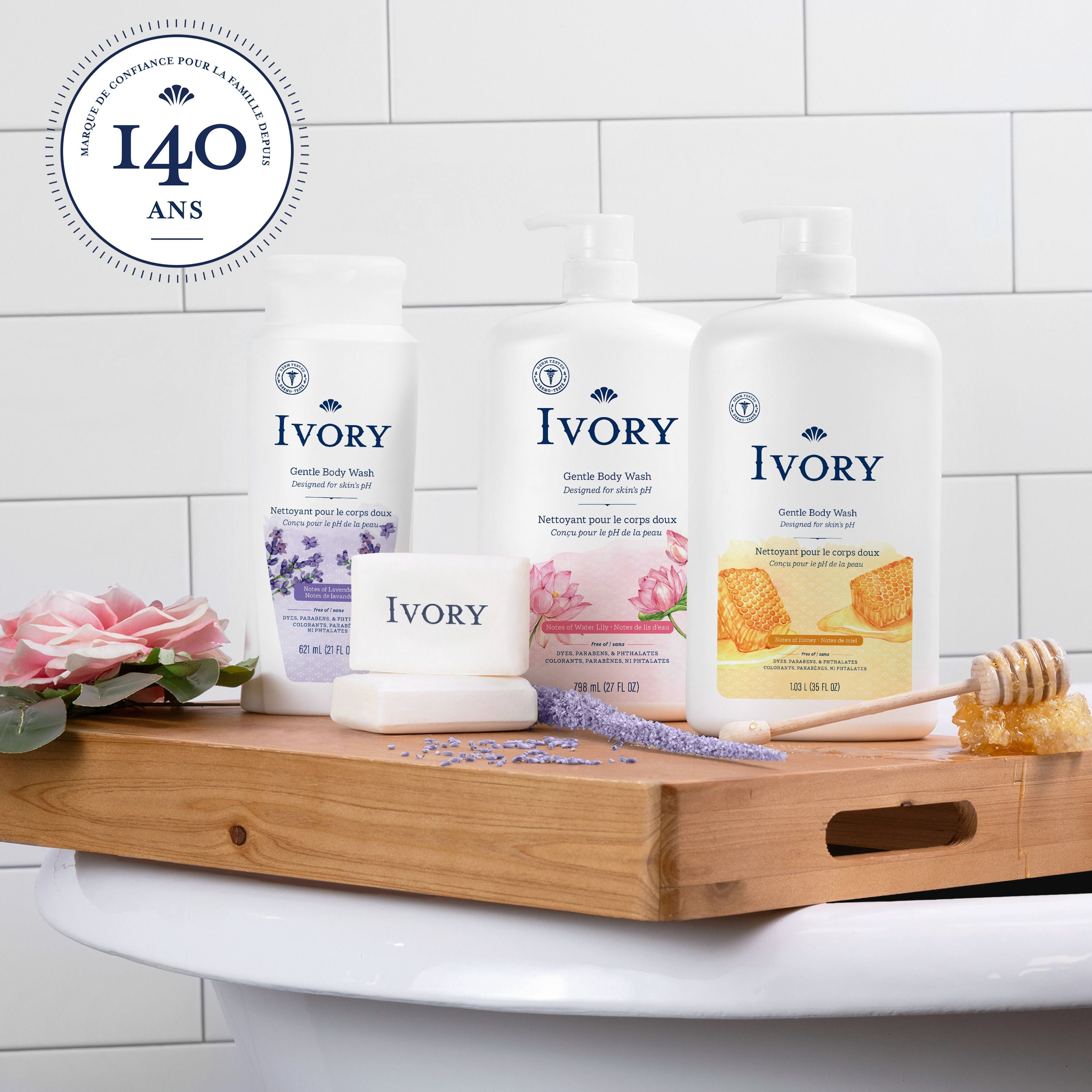 Ivory Nettoyant pour le Corps Doux & Délicat, Parfum Lait & Miel