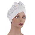 thumbnail image 2 of CEHVOM Women Solid Beading India Hat Muslim Ruffle Chemo Hat Beanie Wrap Cap, 2 of 5