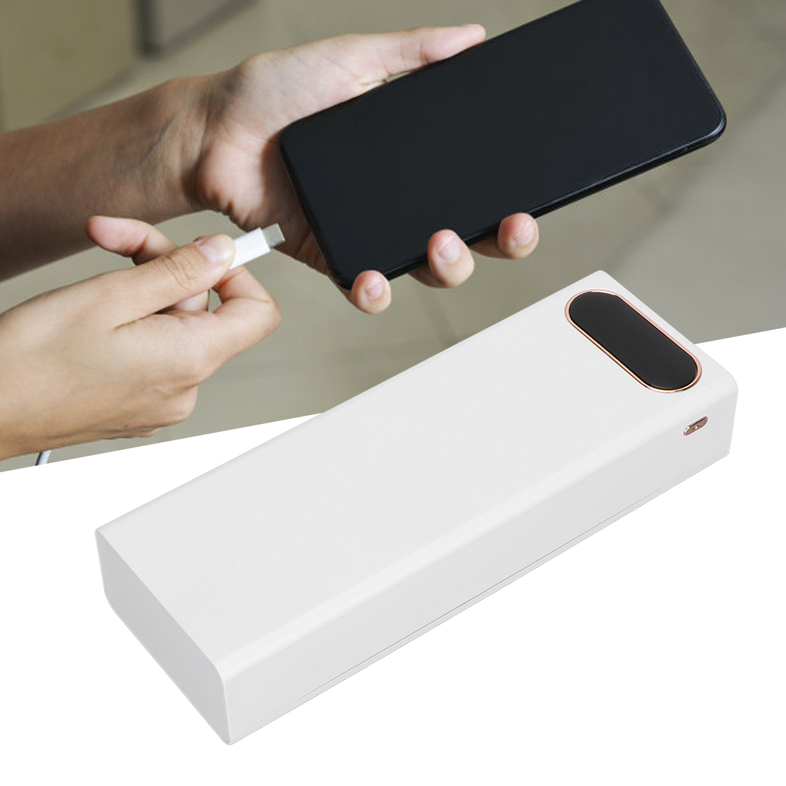 Portable Charger, 3 Input Ports Large Capacity Dual USB Output Wide Application  Battery Charger 10W  for Mobile Phone White