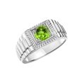thumbnail image 4 of RYLOS Men's Ring 14K White Gold Ring, 7MM Round Shape Gemstone Designer Style Rings Peridot August Birthstone Rings Gold Size 9, 4 of 7