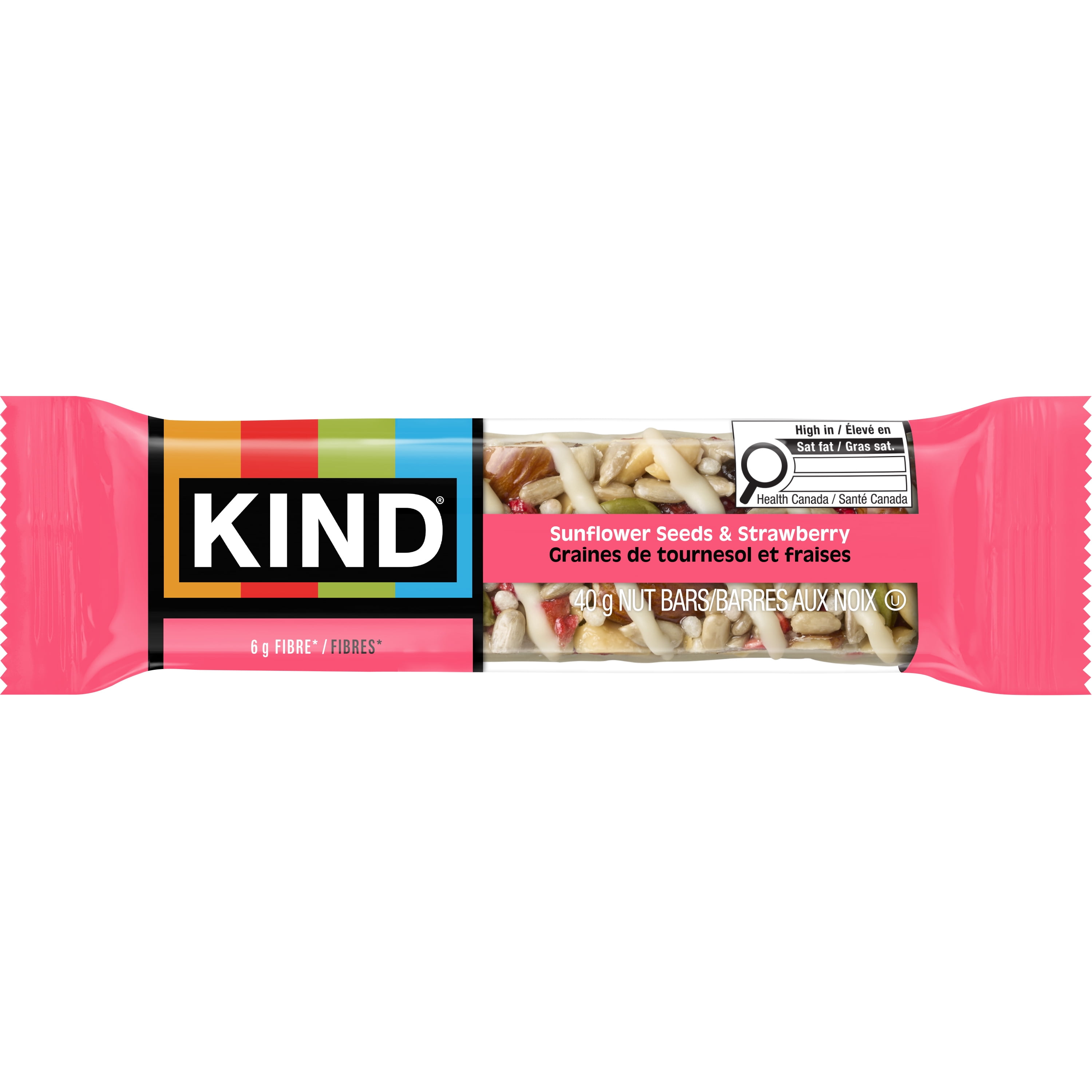 KIND Barres aux Graines Fruits & Noix, Graines de Tournesol & Fraise, 40g, 5 Barres