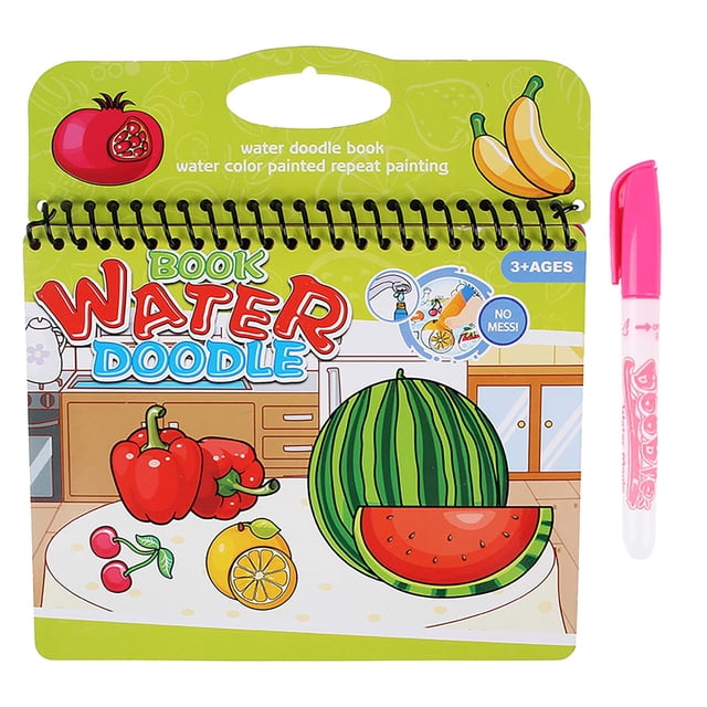 E Reusable Water Reveal Activity Book, Magic Drawing Toy With Pen For Kids, Educational Fun, No Ink No Mess Art Set