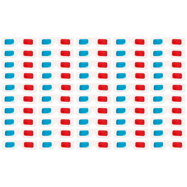 100Pcs 3D Cardboard Glasses Universal Anaglyph Glasses Eyewear Video