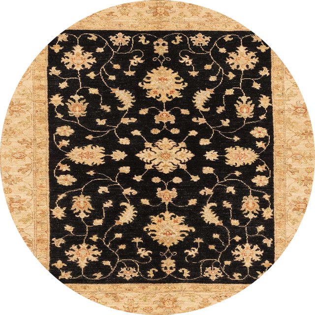 Ahgly Company Indoor Round Abstract Bakers Brown Oriental Area Rugs, 5' Round