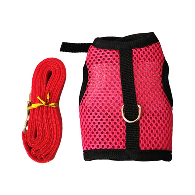 Wweixi Wide Application Small Pet Harness Fashionable And Cute Breathable Rose Red L