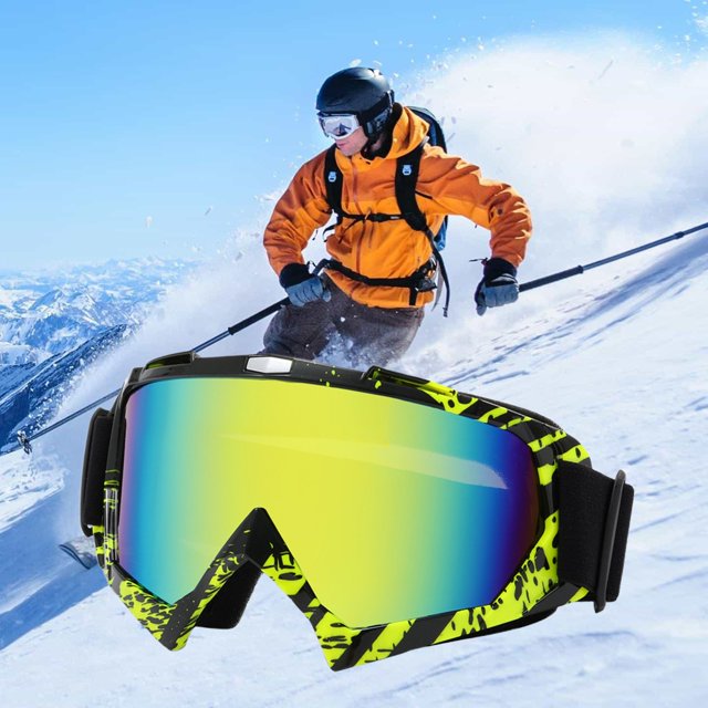 YIMWNYI Outdoor Windproof Ski Goggles, Panoramic Lens, Anti-Fog Eye Protection, Advanced Ventilation System, Snow Sports Sunglasses, Durable Scratch-Resistant Ski Eyewear
