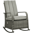 thumbnail image 1 of Outsunny Wicker Rocking Chair with Soft Cushion Adjustable Footrest Grey, 1 of 10