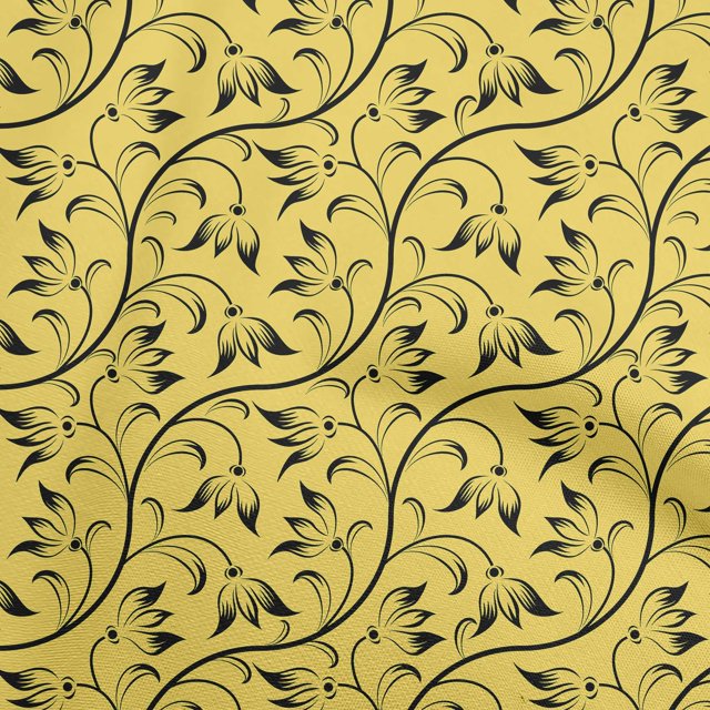 oneOone Rayon Yellow Fabric Asian Floral Block Craft Projects Decor Fabric Printed By The Yard 56 Inch Wide