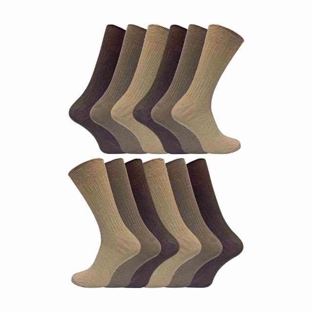 12 Pair Multipack Mens 100% Cotton Socks | Sock Snob | Ribbed Dress Socks