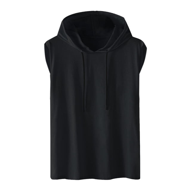 DPTALR T-Shirt de Sport Sans Manches Décontracté à Capuche Solide pour Hommes