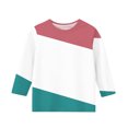thumbnail image 3 of MeetoTime T-Shirt à Manches 3/4 Rayé Imprimé pour Enfants Col Rond Décontracté Ample Blouses pour Garçons Filles 3-12 Ans, 3 of 4