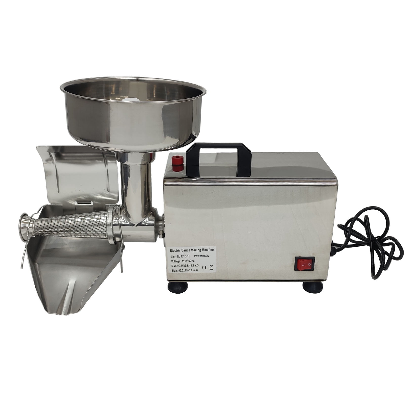 Electric Tomato Press and Strainer Machine Commercial Jam Food Milling Machine Stainless Steel 110V