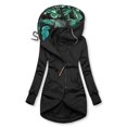 thumbnail image 3 of Kcodviy Women's Solid Mid-Length Printed Warm Womens Sweaters Hooded Coat Drawstring Jacket Curling Jacket Slim Outwear with Pockets, 3 of 3
