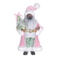 thumbnail image 1 of HOLIDAY TIME 16 IN Dark Skin Tone Pink Robe Santa Figurine, 60% Polyester 40% PP Santa Statue Holding Mini Christmas Tree Tabletop Decor, 1 of 5