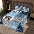 thumbnail image 2 of YST Kids Camper Coverlet Set King Happy Camping Quilt Set Rv Bunk Accessories Bedspread Set For Travel Trailers,Blue Grey Rustic Buffalo Plaid Pine Tree Bedding Set For Boys Girls, 2 of 5