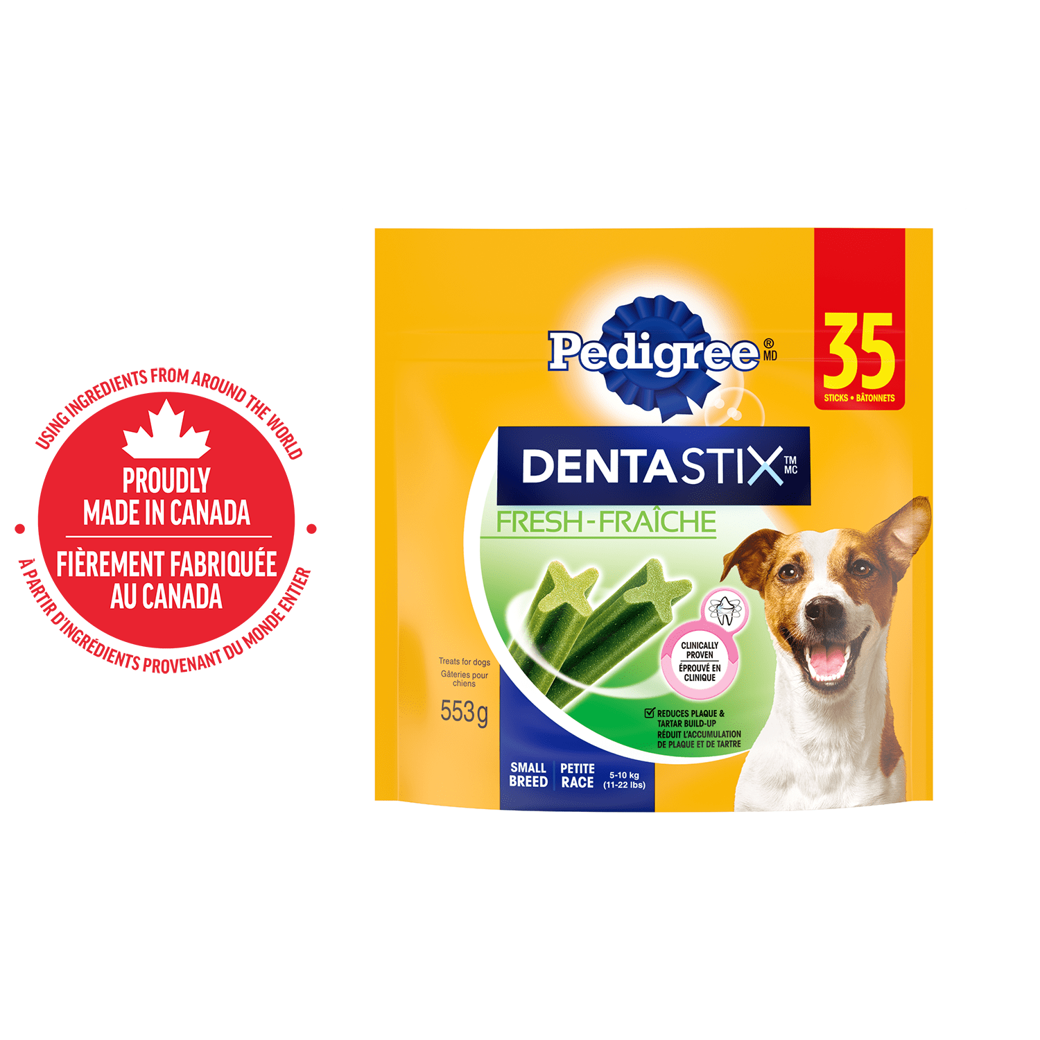 PEDIGREE DENTASTIX Oral Care Fresh Flavour Adult Dog Treats - For Small Breeds - Reduces Plaque and Tartar Buildup - 35 Sticks