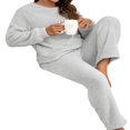 thumbnail image 4 of Peluche de Femmes de Couleur Unie à Manches Longues et Pantalons Pyjamas Ensembles Hiver Chaud Femmes Cadeau, 4 of 7