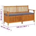 thumbnail image 4 of vidaXL Storage Bench with Cushion 170 cm Solid Wood Acacia, 4 of 5