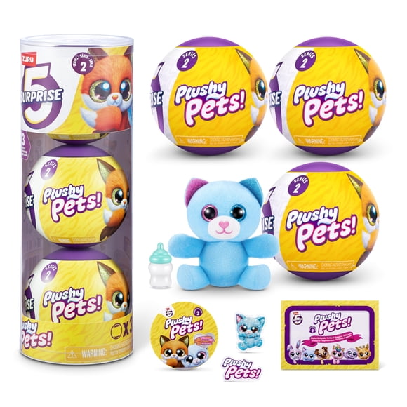 5 SURPRISE Plushy Pets Series 2 Capsule 3PK in PVC Tube