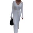 thumbnail image 2 of Bellella Pull-Over pour Femmes Robe Pull à Manches Longues Maxi Chunky Femmes Blanc 2TG, 2 of 5