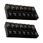 2 Pcs 1 Définir les boîtes à pilules 7-day Boîtes à compartiments simples (Noir)