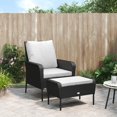 thumbnail image 1 of vidaXL Garden Chair with Footstool Black Poly Rattan, 1 of 5